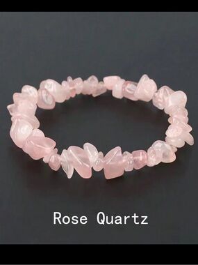 Natural Handmade Rose Quartz Asymmetrical Stones Stretch Bracelet NEW crystals